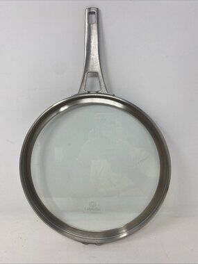 Calphalon Premier Space Saving Flat Glass Lid 10.5” Outside ~ Inside 9-5/8”